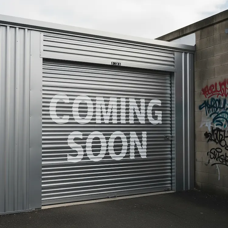 Self-storage unit "Coming Soon"